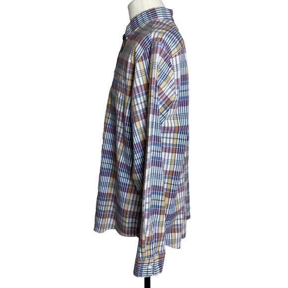 UNIQUE VINTAGE Ralph Lauren Men's Sz L Plaid 3 Button Pullover Dress Shirt - Picture 9 of 15